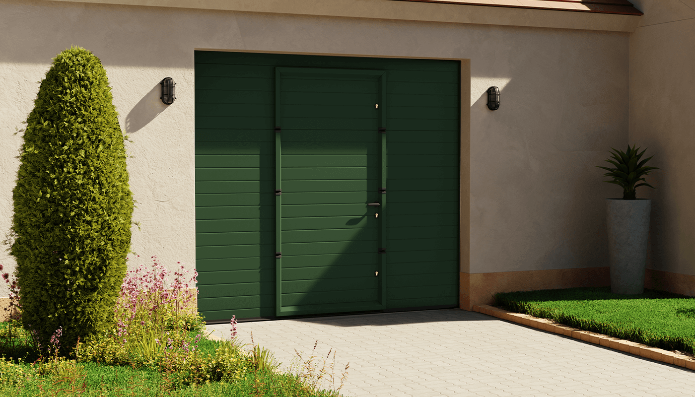 Conception 3D porte de garage vert