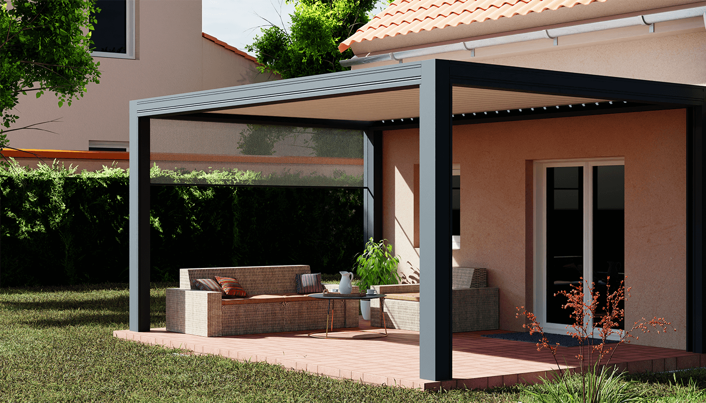 Conception 3D pergola et salon de jardin