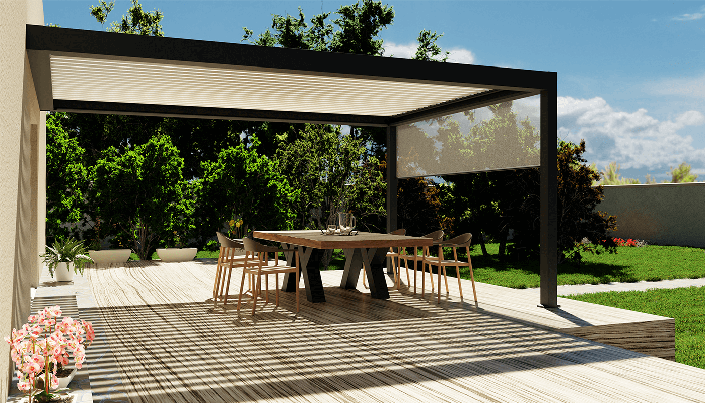 Conception 3D pergola et salon de jardin