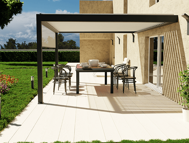 Création de visuel d'ambiance 3D pergola et salon de jardin